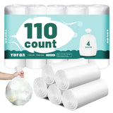 110 Count-4 Gallon Trash Bag, White Trash Bags, Bathroom Trash Bags Small Garbage Bags for Bathroom Can,White 4 Gal Small Trash