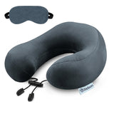 Billebon Premium Neck Pillow For Travelling Airplane Travel Pillow Comfortable Head Rest Neck Holder Pillow (Grey With Eye Mask)