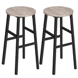 MAHANCRIS Bar Stools, Set of 2 Round Bar Chairs with Footrest, 28 Inch Kitchen Breakfast Bar Stools, Industrial Stools, Easy Ass