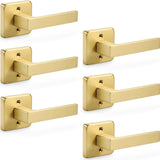Linkaa Brass Gold Dummy Door Handles Interior,Modern Closet Door Levers,Heavy Duty Handle Reversible for Right & Left Handed Sid