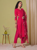 Anni Designer Women'S Rayon Blend Straight Printed Kurta With Pant & Dupatta (Roka Rani-Vks01_M_Pink_Medium),Pink,M,,,