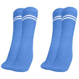 Mukhaksh (Pack Of 2 Pairs Boys Kids Sky Blue Socks With White Stripes Border Lining Sky Blue With White Stripes Calf Length Long