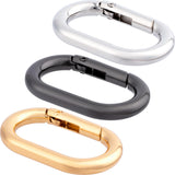 STSTR 3 PCS Oval Spring Ring Clips, Gold/Silver/Black Metal Keyring Purse Clip, Heavy Duty Opening O Ring Carabiner for Keychain