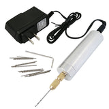 Yakamoz 0.7-1.2mm Mini Micro Electric Aluminum Hand Portable Handheld Drill with 15pcs Drill Bits, 2A Power Supply Included
