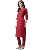 Ziyaa Women Crepe Floral Straight Kurta (Zikucr3499-Xl) Dark Pink