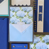 Graphique Hortensia Designer Cards Luxe Collection, Silver Foil Embossed Stationery Boxed Set, 10 Blank Cards with 11 Envelopes, All Occasion Greetings, 5.25" x 3.8"