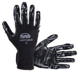 SAS Safety 6401907 PawZ Black Nylon Knit Shell Gloves Nitrile Palm Coating Sml Retail, Small