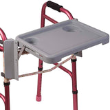 DMI Walker Tray, Rollator Tray, Mobility and Walker Accessory Tray Table Fits Most Standard Walkers, Folding with Two Cup Holder