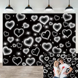 Black Heart Early 2000s Backdrop Love Heart 90s Old School Photography Background Sweet 16th 18th 21th 30th Women Men Happy Birt