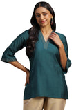 Libas Women'S Silk Blend Solid Straight Kurti (29149 Green