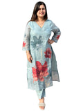 Gosriki Women'S Rayon Viscose Printed Straight Kurta With Pant (Susan Sky-Vks03-Gs_Xl_Sky Blue_X-Large),Sky Blue,,B0F6NP1GPD