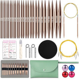 Lewhoo Circular Knitting Needles Set, 13 Pairs Interchangeable Aluminum Round Circular Needle for Knitting with Bag 3.0~10.mm Ro