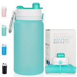 PLTCAT Collapsible Water Bottle, 19oz Foldable Water Bottle BPA Free Reusable Lightweight Leak-Proof Travel Silicone for Travel,