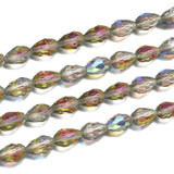 300pcs Czech 12mm Faceted Teardrop Crystal Glass Beads Green Red Shimmer