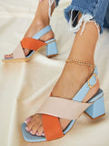 Shoetopia Women'S Casual Comfortable Fashion Heel Sandal Blue Eu41,Blue,8,B0B8S1JN79