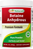 Best Naturals Betaine Anhydrous Trimethylglycine (TMG) Pure Powder 1 Pound (1 LB (Pack of 1))