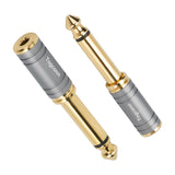 Togconn 1/4 Inch to 1/8 Inch Adapter 2 Pack, 6.35mm Quarter Inch TS Mono Male to 3.5mm Female Jack Plug Gold-Plated Pure Copper