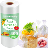 Plastic Produce Bags Roll, 10 x 14 Plastic Bags for Food, Fresh-Keeping Clear Food Bag for Fruit, Vegetable, Bread, Refrigerator