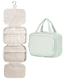 Narwey Striped Hanging Toiletry Bag for Women Travel Makeup Bag Organizer Toiletries Bag for Travel Size Essentials Accessories