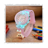 Shocknshop Silicone 3D Rabbit Children Kids Multi Color Analog Led Lights Watch For Girls Gift Birthday Baby Girl Watches Suitab