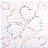 Jack Dempsey Five Cross Stitch Hearts Quilt Block for Embroidery, 6 Count, White, King