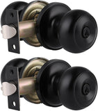 Gobrico Black Keyed-Alike Entry Door Knobs with Same Key 2Pack, Exterior/Interior Door Locks