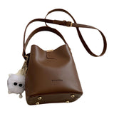 Ujeavette WomenS Leather Bucket Bag Fashion Crossbody Bag For Commuting Work Vacation
