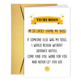 Funny Bosss Day Card for Boss Men Women, Humor Birthday Card Gift for Boss Manager, Appreciation Cards for Leader Mentor From S