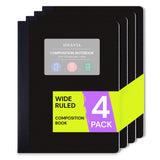 ONAVIA Plastic Composition Notebook Wide Ruled 4 Pack, 160 Pages, Black