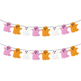 2pcs Halloween Hanging Ghost Banners, Glitter Ghost Cardstock Halloween Party Decorations for Indoor Outdoor Haunted Houses Wall