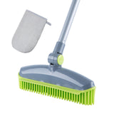 180Rotating Head Rubber Broom with Squeegee for Pet Hair Removal 51inch Iron Handle Fur Remover Rake Brush for Carpet, Hardwood &
