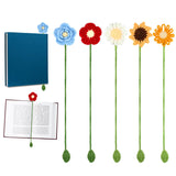 5pcs Sunflower Bookmark for Women, 5 Styles Crochet Flower Bookmarks Personalized Handmade Daisy Knitted Curtain Tie Car Pendant