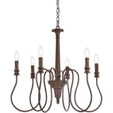 Elegant Lighting Living District Flynx 6 Lights Pendant In Weathered Oak