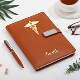 Igp Personalized Medical Emblem Leather Diary | Same Day Delivery | Custom Name | Pu Leather Cover | Ruled Notebook Journal | Do