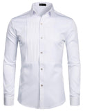 ZEROYAA Mens Slim Fit Long Sleeve Tuxedo Dress Shirts/Prom Performing Shirts Z54 White Medium