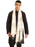 Linen Club Unisex Linen Stole Striped Off White (Size:Free Size)