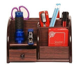 Arura MultiFunctional Wooden Desk Supplies Organiser Pen Stand/Pencil Stand Mobile Holder Office Desk Accessories Stationar