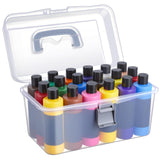 Chunful Paint Storage Box for 8.45 Fl. oz Acrylic Paints 18 Bottles Capacity Plastic Art Supply Box Portable Craft Clear Organiz