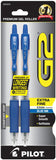 Pilot, G2 Premium Gel Roller Pens, Extra Fine Point 0.5 mm, Pack of 2, Blue
