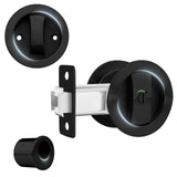 WUSOUPU 2 3/4Backset Pocket Door Lock and Pull Matte Black Pocket Door Hardware Indicators Privacy Pocket Door Lock for Bath