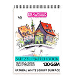 Drawguud Skezzi Sketchbook A5 | 50 Sheet 140Gsm | Durable Acid Free Drawing Paper |Top SpiralBound Sketchpad For Artists Kids &