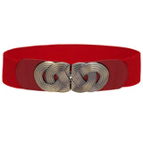 Romp Fashion Women Red Stretchable Strap Antique Gold Buckle Belt