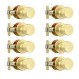 Leydebong 8 Pack Stainless Steel Passage Door Knob,Gold - Keyless Non-Locking Hallway/Closet Lock, Adjustable 60-70mm Backset fo