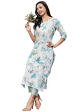 Anni Designer Women'S Cotton Blend Printed Straight Kurta With Pant (Ps-Rama-Green_5Xl_Green_Xxxxx-Large),Rama Green,5XL