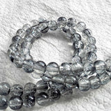 Beadingstation Strand of 140 Pcs 2-Tone Crackle Glass Round Beads 6mm (Gray)