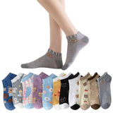 Nicsy New Desigen Girls WomenS Comfort Ankle Length Socks No Show Low Cut Socks Multicolor (Free Size Pair Pack) (Pack12 Printe