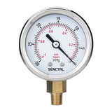 SENCTRL 30inHg Vacuum Pressure Gauge, 2 Dial, 1/8 NPT Lower Mount, Waterproof, Stainless Steel Case, for Tube Tester, HVAC, Pneu