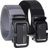 Usl Nylon Belt, Unisex Canvas Waist Belt With Autolock Buckle, Free Size, Pack Of 2 (Grey Black)