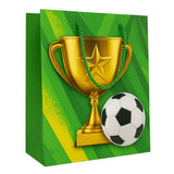 Football Trophy Gift Bag with Glitter Soccer Ball | Sports Theme Paper Carry Bag for Birthday & Return Gifts || Medium Set Of 5