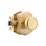 STARPY Interior Pismo Doorknobs for Bath & Bedroom, Gold Door Knobs with Camelot Trim, Satin Brass Door Knob with Lock